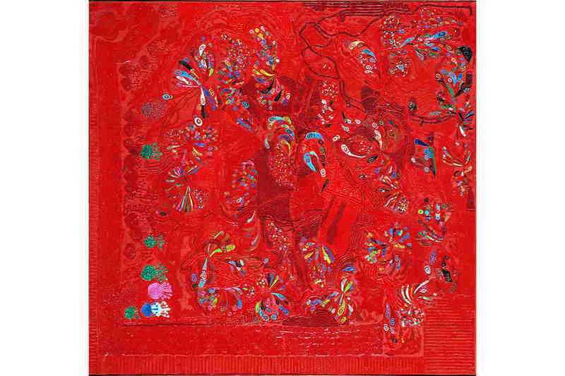 Pavoni, acrilico su tela, 70x70, 1997